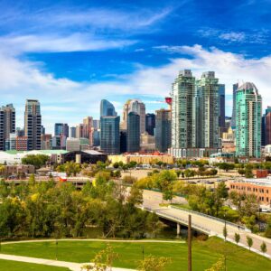 Panoramic view of Calgary in a sunny day, Canada